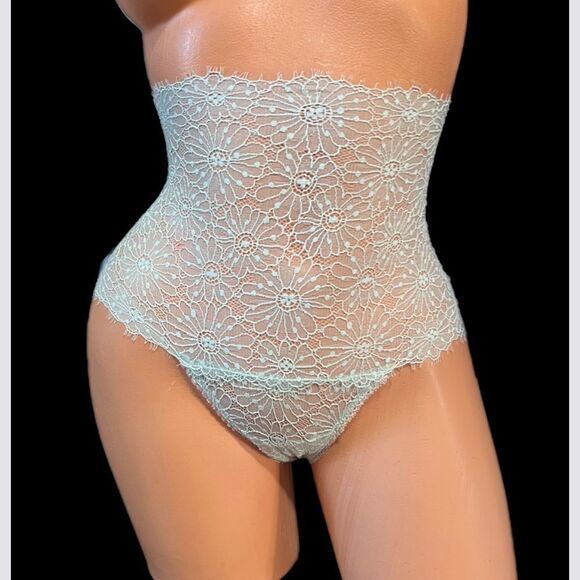 Victorias Secret High-waist Floral Lace Thong Panty Green Small - Picture 6 of 6